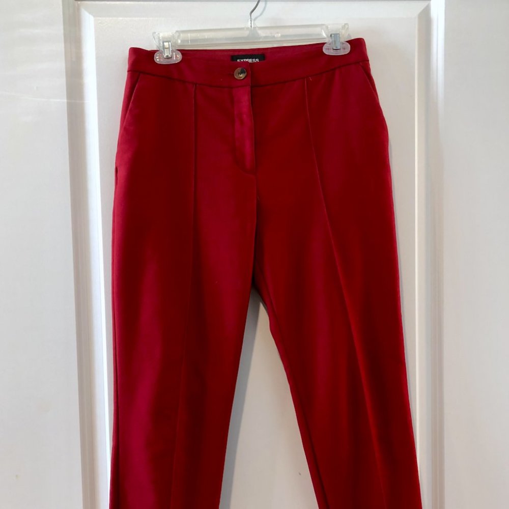 Express Red Pants - Stretch Ankle High Rise